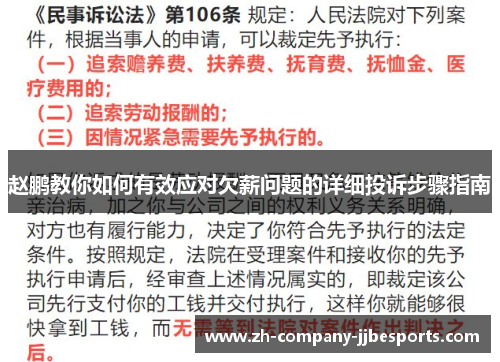 赵鹏教你如何有效应对欠薪问题的详细投诉步骤指南